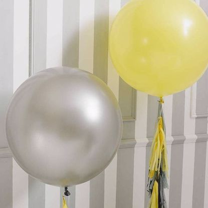 Picture of 36" Balloons, Grey Yellow Tissue Tassel