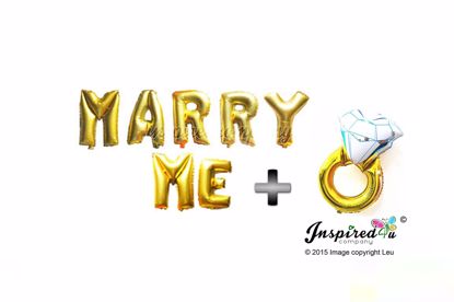 Picture of Set MARRY ME Diamond Letters 16 Inch 40 cm Foil Balloons Wedding Valentine Engagement