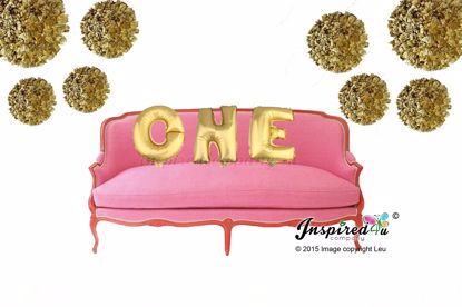 Picture of ONE Letters 16 Inch 40 cm Foil Balloons Birthday Baby Shower