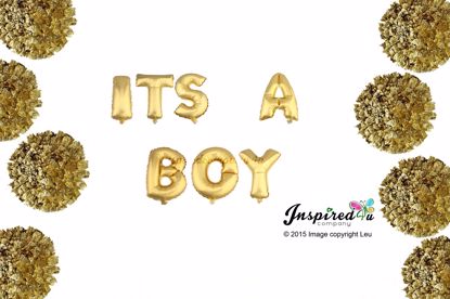 Picture of ITS A BOY Letters 16 Inch 40 cm Foil Balloons Baby Shower