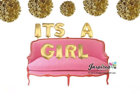 Picture of ITS A GIRL Letters 16 Inch 40 cm Foil Balloons Baby Shower