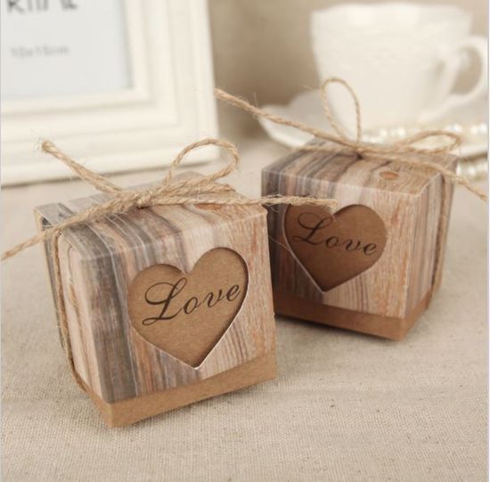Picture of Rustic Wedding Favor Boxes Love Heart