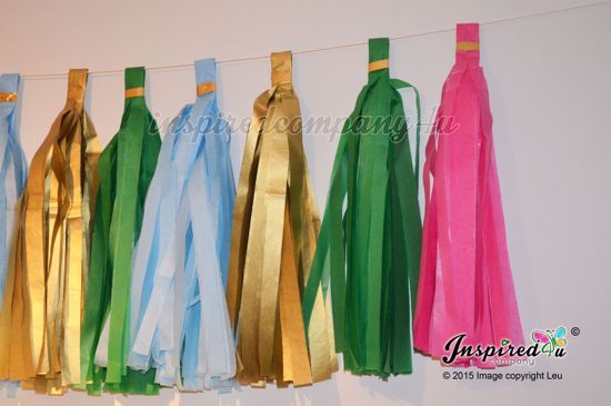 Picture of DIY Tissue Paper Garland Tassel Banner Birthday Kids Tinkerbell Disney