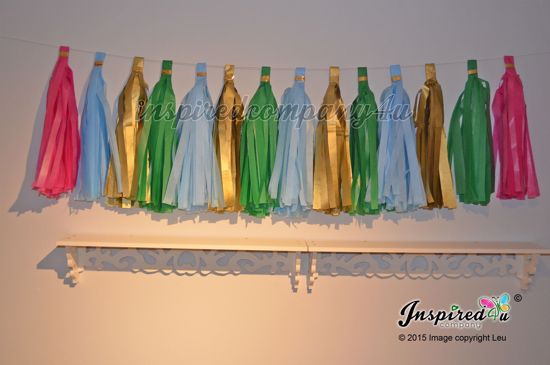Picture of DIY Tissue Paper Garland Tassel Banner Birthday Kids Tinkerbell Disney