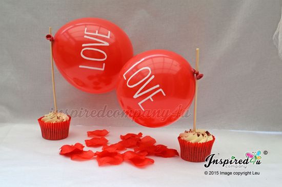 Picture of Valentine's Balloons Set Rose Petals Bamboo Sticks Small Surprise Love