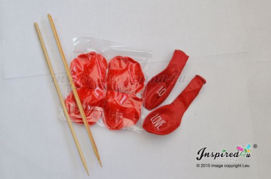 Picture of Valentine's Balloons Set Rose Petals Bamboo Sticks Small Surprise Love