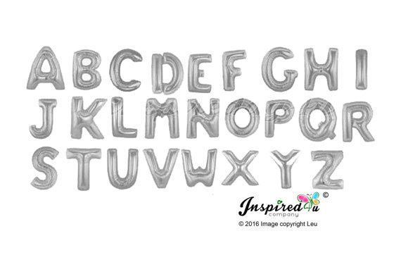 Big silver balloon shop letters