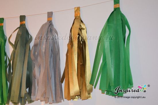Picture of DIY Minecraft Garland Tissue Paper Tassels Birthday Decor