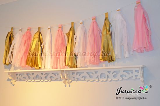 Picture of DIY Tissue Paper Tassel Wedding Pink White Gold