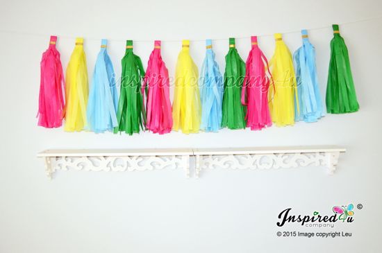 Picture of DIY Tissue Paper Tassel Wedding Hot Pink Yellow Blue Green