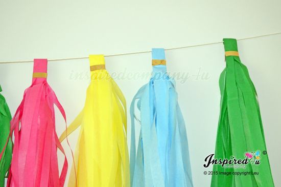 Picture of DIY Tissue Paper Tassel Wedding Hot Pink Yellow Blue Green