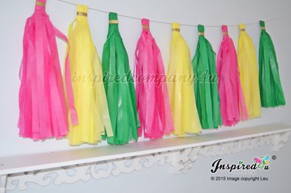 Picture of DIY Tissue Paper Tassel Wedding Hot Pink Yellow Green