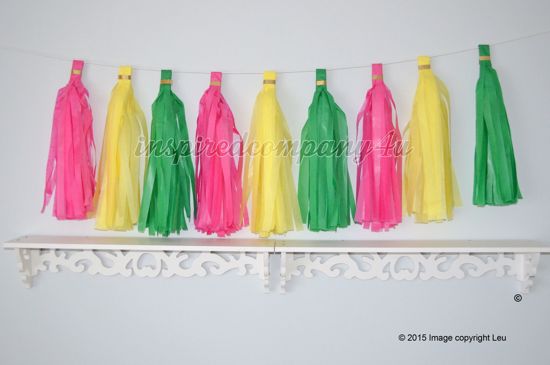 Picture of DIY Tissue Paper Tassel Wedding Hot Pink Yellow Green