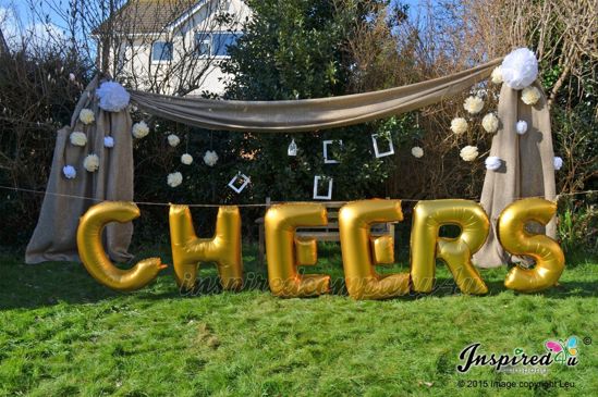 Picture of CHEERS Letters up to 40" / 100 cm Mylar Gold Foil Balloons Wedding