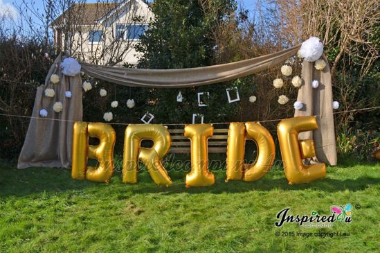 Picture of BRIDE Letters up to 40" Mylar Gold Foil Balloons Wedding