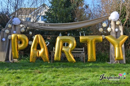 Picture of PARTY Letters up to 40" / 100 cm Mylar Gold Foil Balloons Wedding