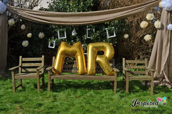 Picture of MR MRS Letters up to 40" / 100 cm Mylar Gold Foil Balloons Wedding