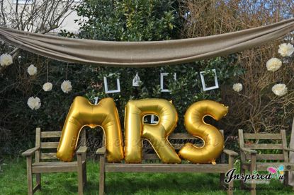 Picture of MR MRS Letters up to 40" / 100 cm Mylar Gold Foil Balloons Wedding
