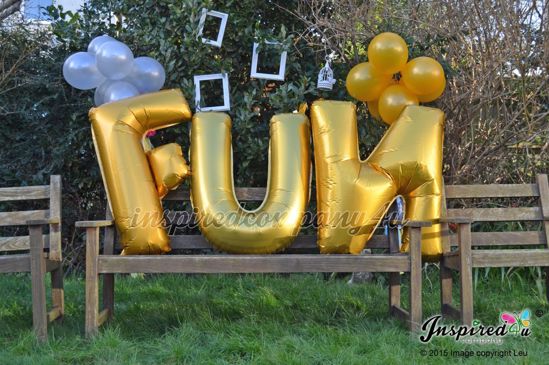 Picture of FUN Letters up to 40" / 100 cm Mylar Gold Foil Balloons Wedding