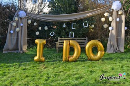 Picture of I DO Letters up to 40" / 100 cm Mylar Gold Foil Balloons Wedding
