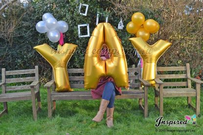 Picture of YAY Letters up to 40" / 100 cm Mylar Gold Foil Balloons Birthday