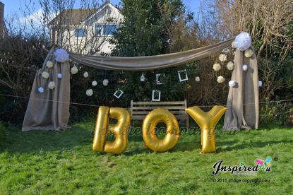 Picture of BOY Letters up to 40" / 100 cm Mylar Gold Foil Balloons Birthday Baby Shower