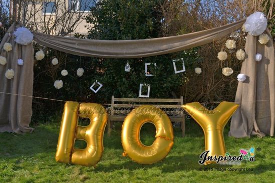 Picture of BOY Letters up to 40" / 100 cm Mylar Gold Foil Balloons Birthday Baby Shower