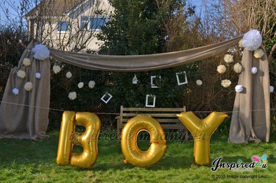 Picture of BOY Letters up to 40" / 100 cm Mylar Gold Foil Balloons Birthday Baby Shower