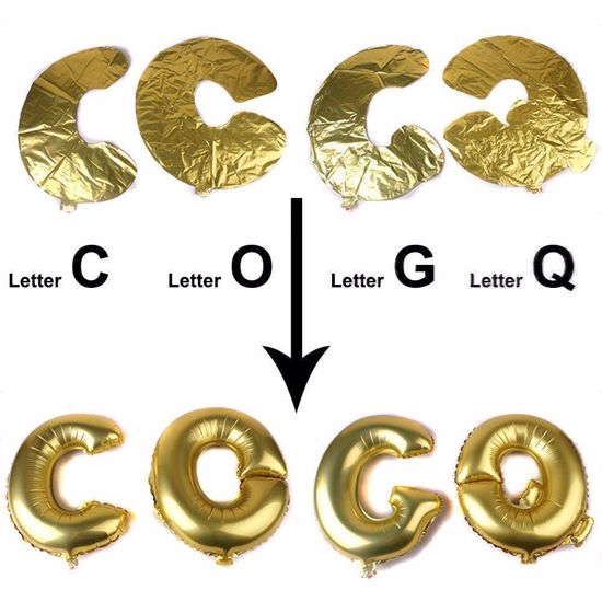 Picture of POP Letters up to 40" / 100 cm Mylar Gold Foil Balloons Birthday Baby Shower