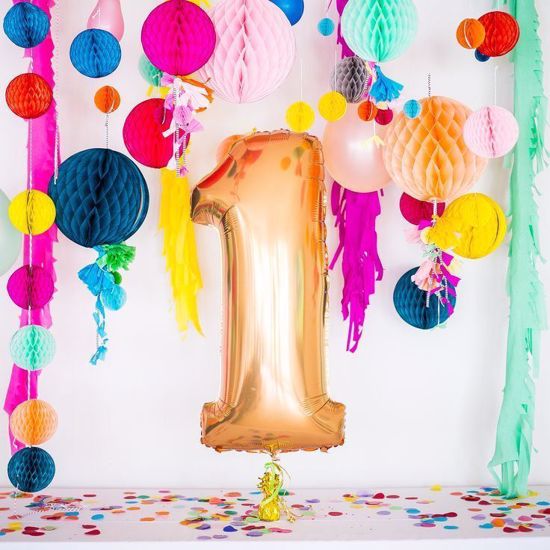 Picture of First Birthday Gold Foil Balloon Giant Numbers 40"