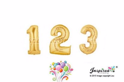 Picture of 16" Gold Foil Balloon Numbers Birthdaye Age Wedding Bespoke Mylar