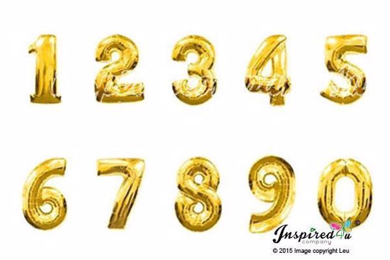 Picture of 16" Gold Foil Balloon Numbers Birthdaye Age Wedding Bespoke Mylar2 x