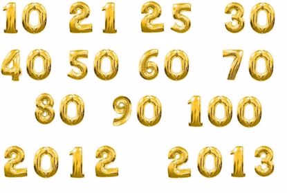 Picture of 16" Gold Foil Balloon Numbers Birthdaye Age Wedding Bespoke Mylar2 x