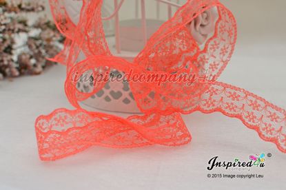 Picture of 2 meters Deep Coral 20 mm Lace Wedding DIY Sew