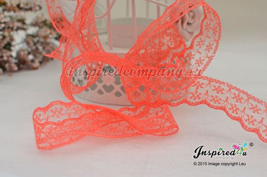 Picture of 2 meters Deep Coral 20 mm Lace Wedding DIY Sew