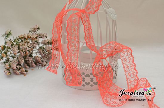 Picture of 2 meters Deep Coral 20 mm Lace Wedding DIY Sew