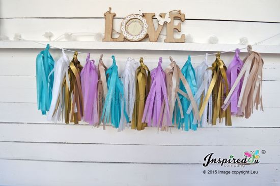 Picture of Tissue Paper Garland Champagne Turquoise