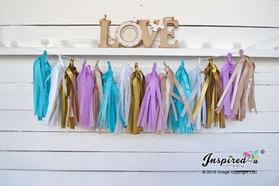 Picture of Tissue Paper Garland Champagne Turquoise