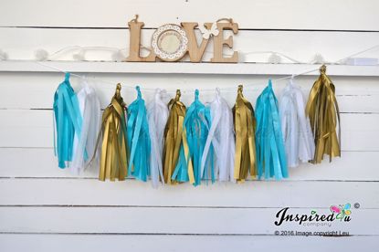 Picture of Tissue Paper Garland Gold Turquoise Gatsby