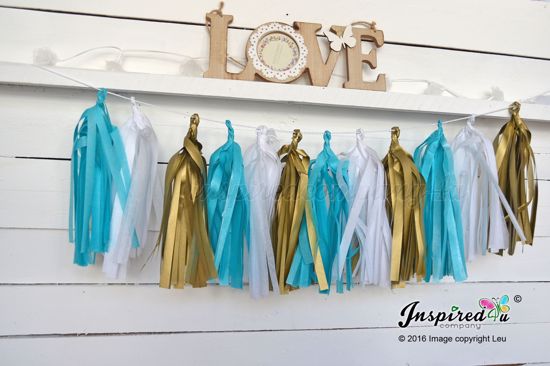 Picture of Tissue Paper Garland Gold Turquoise Gatsby
