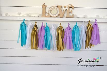 Picture of Tissue Paper Garland Gold Turquoise Lilac Gatsby