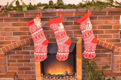 Picture of Christmas Stocking Personalized Knitted Tag  Wooden Reindeer