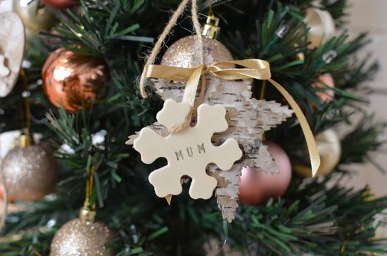 Picture of Personalized Christmas Tree Hanging Decorations Wooden Craft Snowflake
