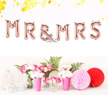 Picture of Rose Gold Balloons Wedding MR MRS Party Decoration Air Name Letters