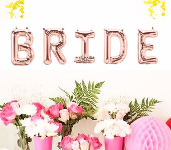 Picture of Rose Gold Balloons Wedding BRIDE Party Decoration Air Name Letters
