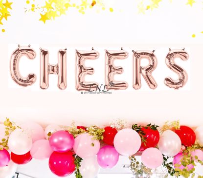 Picture of Rose Gold Balloons Wedding CHEERS Party Decoration Air Name Letters