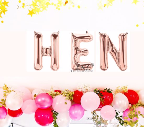 Picture of Rose Gold Balloons Wedding HEN Party Decoration Air Name Letters