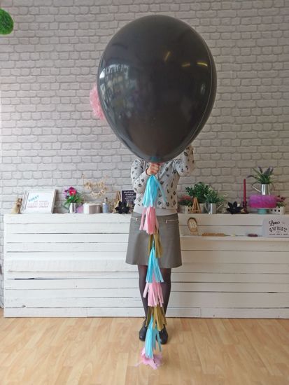 Picture of Gender Reveal Balloons Boy or Girl Baby Shower Tail Tassels