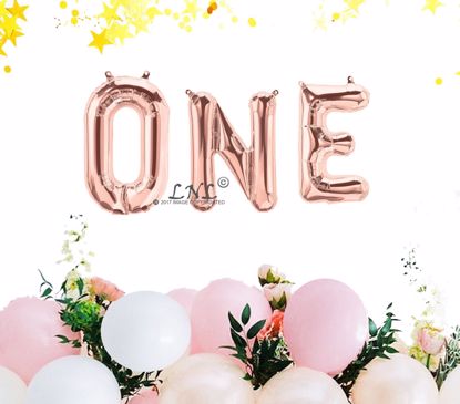 Picture of Rose Gold Balloons One Birthday