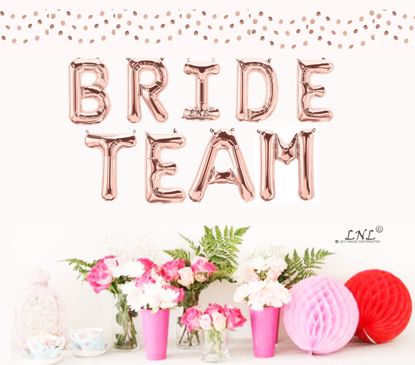 Picture of Bride Team Rose Gold Balloons Letters 16"